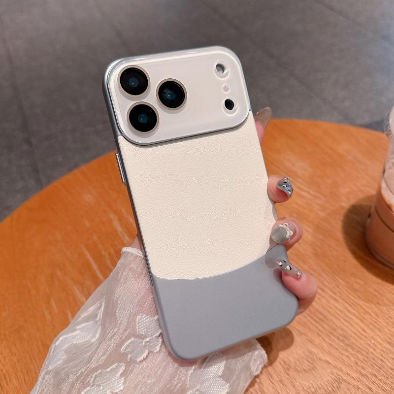 

Nappa Leather Lychee Pattern Two-tone Case For iPhone 17 Pro Max 17 Pro Air 16 Plus 15 14 13 12 11 Pro Lens Protects Cover iPhone 17 Pro Max