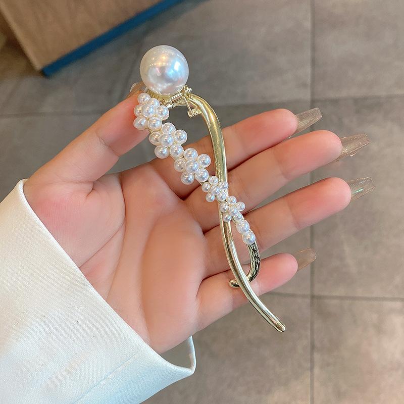 Fashion Sweet Pearl Hair Clip Women Girls Elegant Minimalist Style Hairpin Barrette Hair Pins Ponytail Hair Accessories Heawear