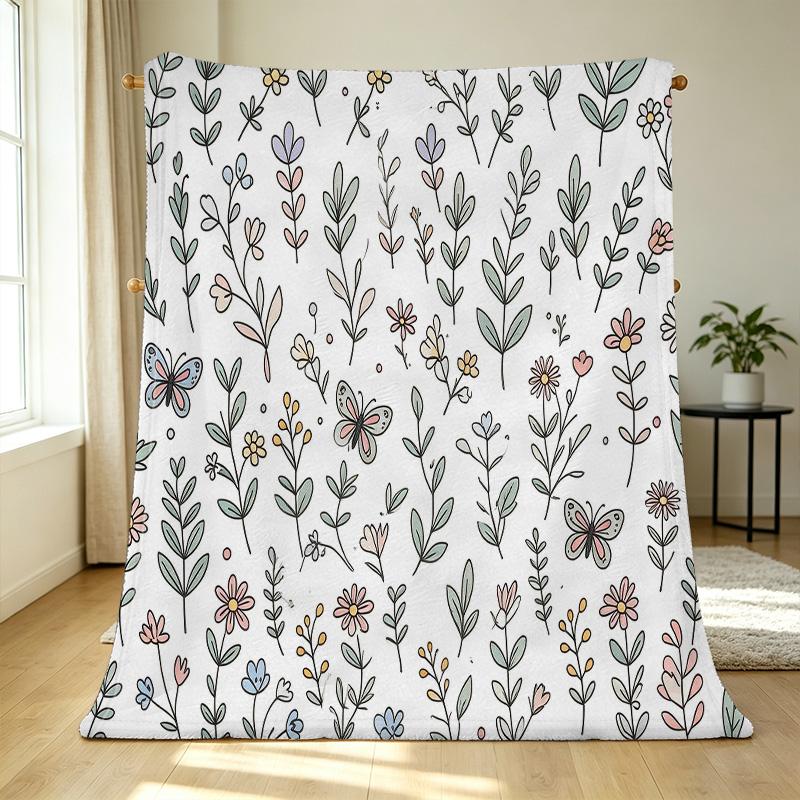 Thick Floral Flannel Blanket Soft, Warm & Cozy, Ideal for Home, Guest Room, Single Use, Christmas & Halloween