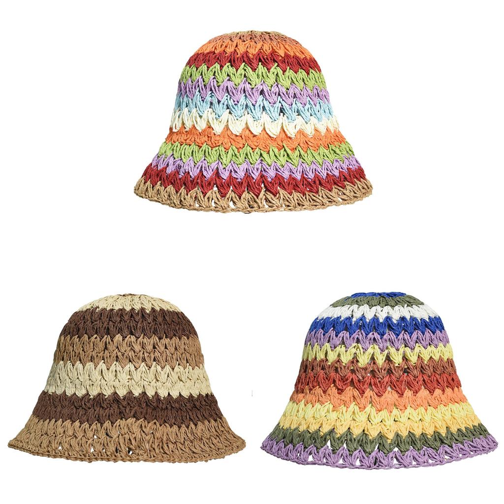 Rainbow Grass Bucket Hat With Wide Brim For Sun Protection And Summer Wear