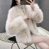 New imitation fox hair light luxury winter collar fur coat women's fashion short long-sleeved padded cotton