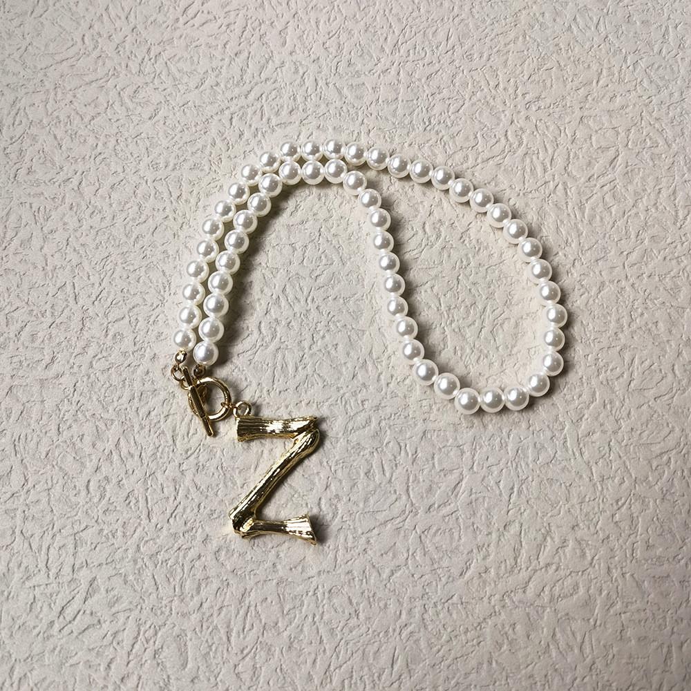 

26 Unique Letter Pendant Pearl Necklace Chic Alloy Jewelry Perfect For Fashion Lovers Z