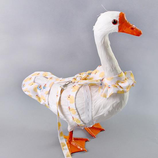 Duck Diaper Reusable Washable Yellow Duck Print Chicken Diaper with Bow Tie Adjustable Poultry Nappies for Goose Duck Hen Chicken