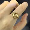 Star Moon Ring for Women Adjustable Micro Inlaid Zircon Gold Open Finger Accessories Female Jewelry Gift R605