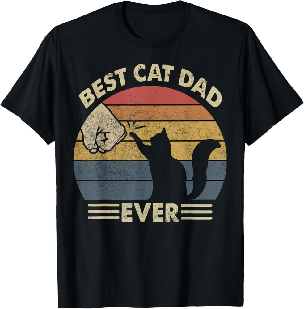 Cat-Shirt Men Best Cat Dad Ever Funny Cat Lover Gift T-Shirt S