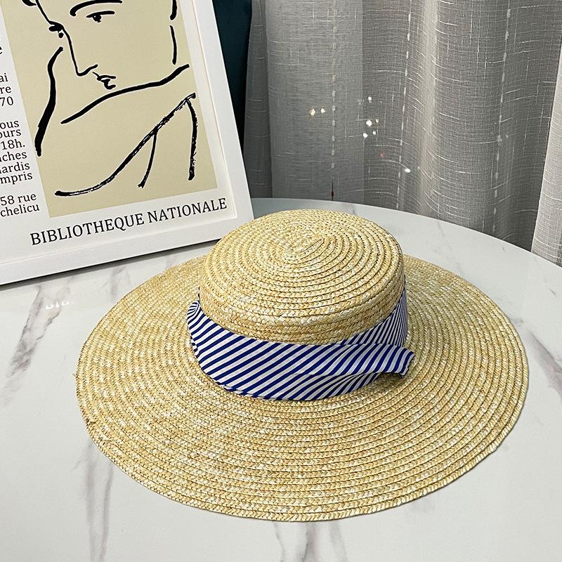 Idyllic Summer Big Brim Fashion Beach Hat Vacation Sun Hat Strapped Straw Straw Hat Sunscreen Shade Cool Hat