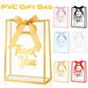 5er Set Wiederverwendbar Tragbar Gastgeschenktasche Klar mit Band Blumenbeutel PVC Gestanzte Griffe Geschenktasche
