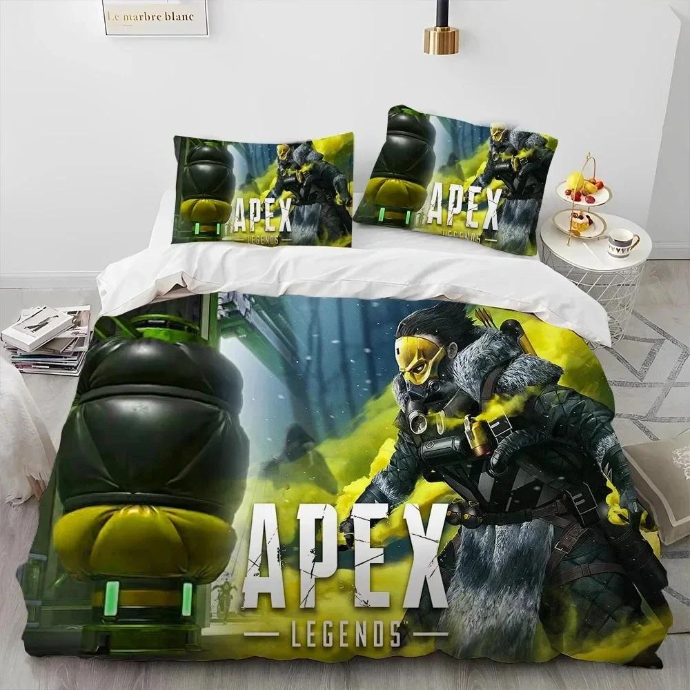 A-Apex Legends Game Gamer Cartoon Bedding Set Printed Bed Set With Pillowcase Bed Duvet Cover Soft Single Double Queen King Size