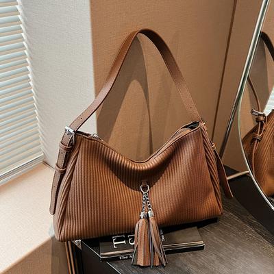 High-End Kleine Tasche Damen Einfarbig Schlichte Streifen Mode Textur Exquisite Messenger Tragetasche