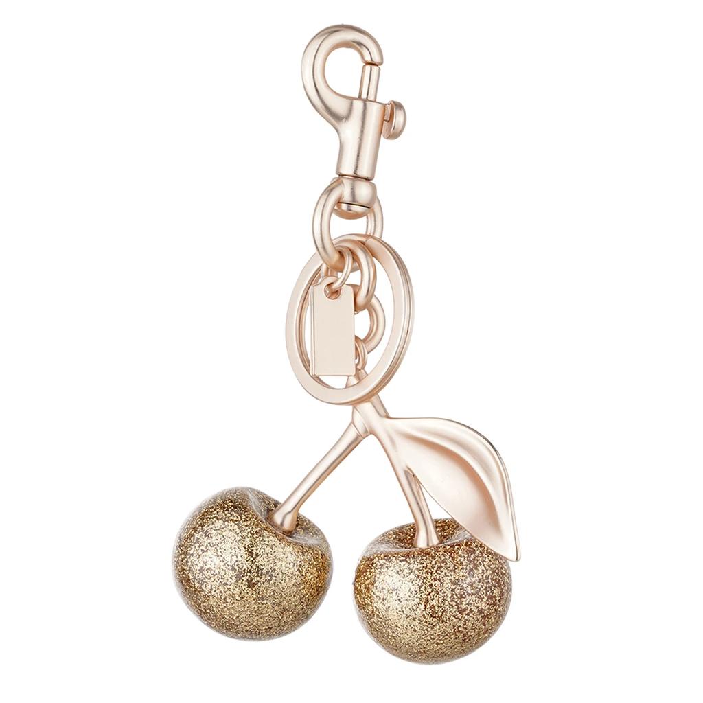 Funkelnder Goldener Kristallkirschen-Anhänger für Tasche Harz-Kirschen-Anhänger Geldbörsen-Schlüsselanhänger-Charm Festlicher Weihnachtsbeutel-Zubehör