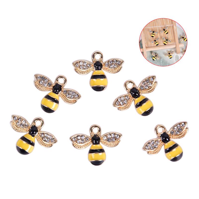10Pcs/Set Enamel Honeybee Charms Pendant Jewelry Diy Making Craft Gift