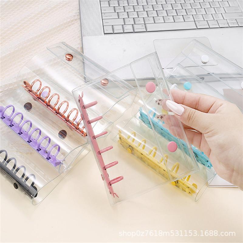 A7 Double Buckle Transparent PVC Photo Album with 6-Hole Loose-Leaf Design