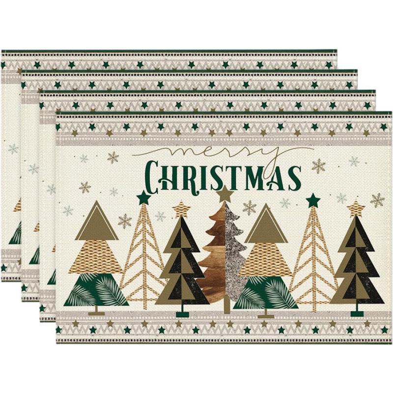 Cross-Border Bestseller Christmas Linen Placemat - Festive Letters & Colors for Restaurant Decoration