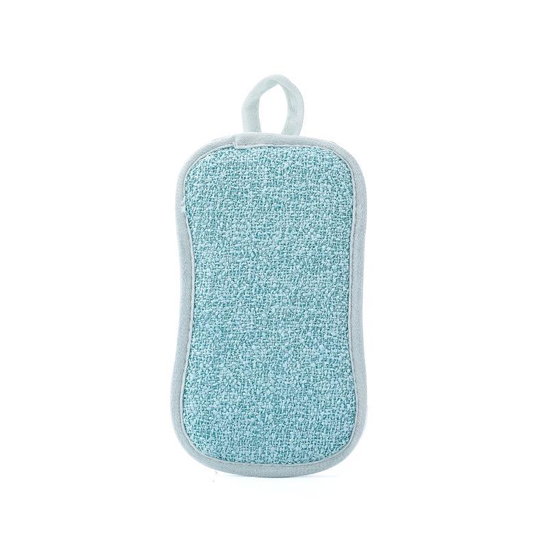 Two-Color Double-Sided Sponge Scrubber: Pot Brush, Dishwashing Cloth, Magic Eraser, and Scouring Pad with Hanging Loop. синий