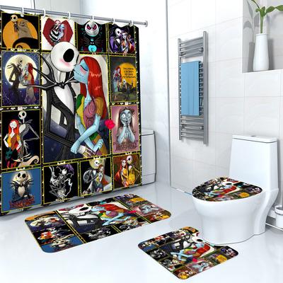 Halloween Zombie Bride Shower Curtain, Printed Bathroom Four-Piece Floor Mat Three-Piece Set, Large Quantity And Excellent Price