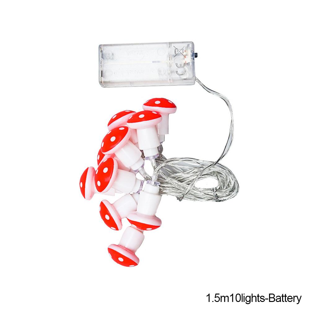 

1,5 м/3 м Светодиодная гирлянда в виде грибов, питание от USB/батареек, гирлянда с феями для рождественской праздничной вечеринки, свадьбы, садового декора, огни 1.5m10lights-Battery