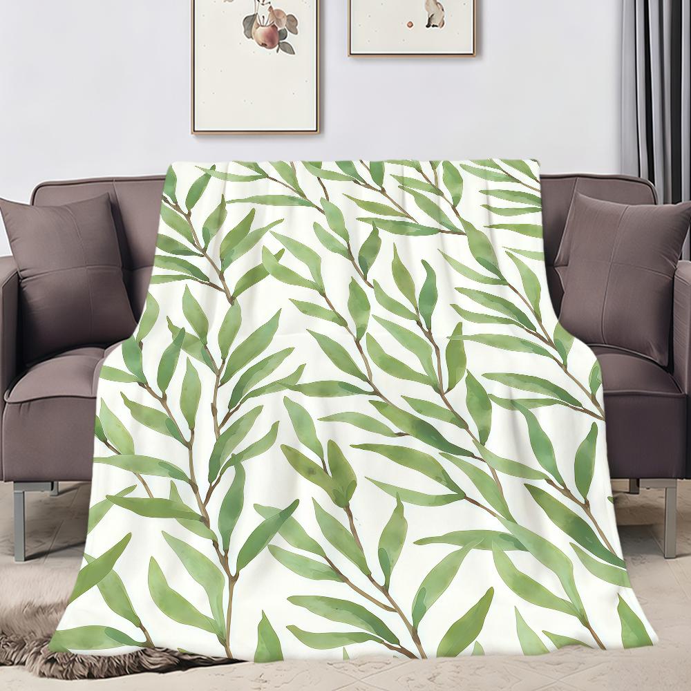Fashion Willow Leaf Art Modern Flannel Soft Warm Plush Blanket For Sofa Living Room Pet Hogar Bedroom Gift Home Car Portable