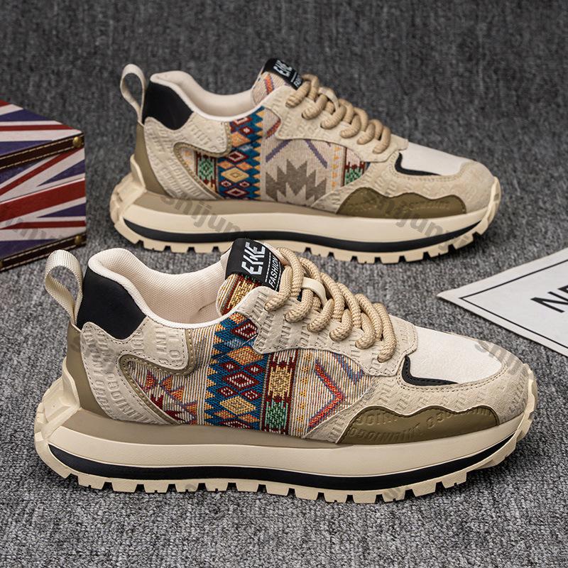 Fashion Men Casual Sneakers Breathable 2025 Spring New Fashion Printed Embroidered Sports Casual Shoes Comfortable Platform Running Shoe
