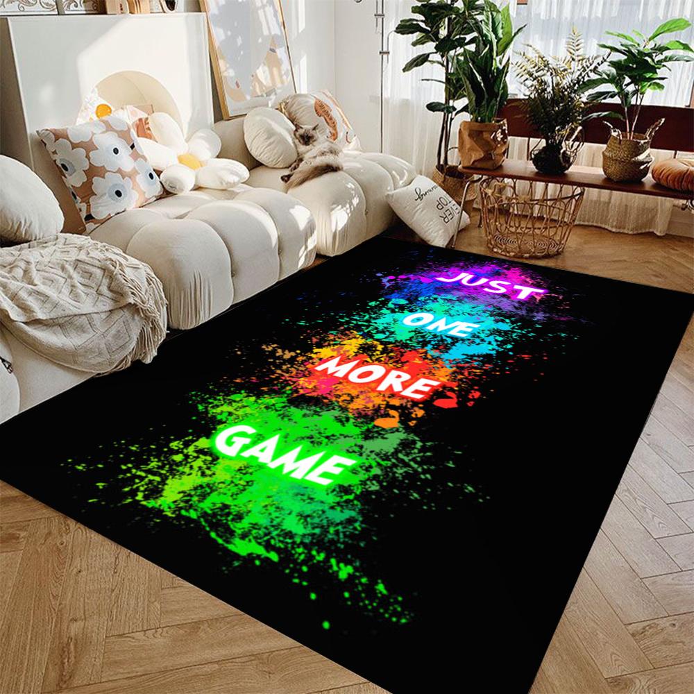 Gaming Rug for Boys Room Gamer Rugs with Controller Design Carpet for Game Room Bedroom Decor Non-slip Machine Washab Doormat