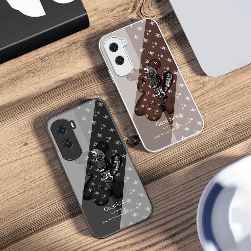 Brown Machine Bear For Honor 200 90 8X 9X Pro Lite P50 P40 Nova 10 11i P60 Magic4 6 Mate 20 50 Tempered Glass Phone Case