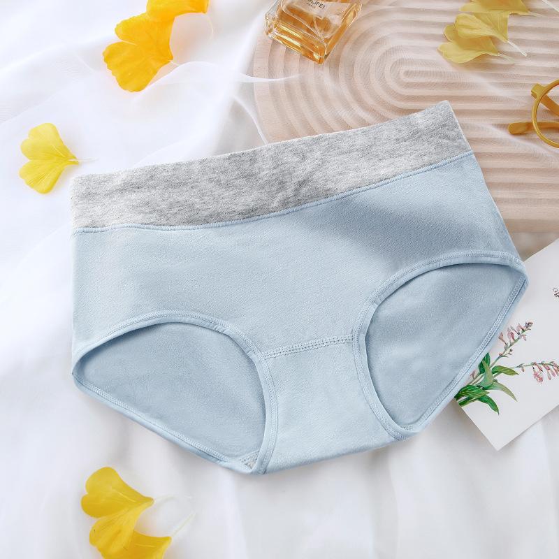 Antibacterial Breathable Cotton Women's Underwear Mid Waist Women's Fashion Underwear Elastic Solid Color Briefs