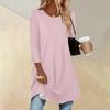 Women's Fashion Casual Three-quarter Sleeve Long Solid Color Round Neck Top