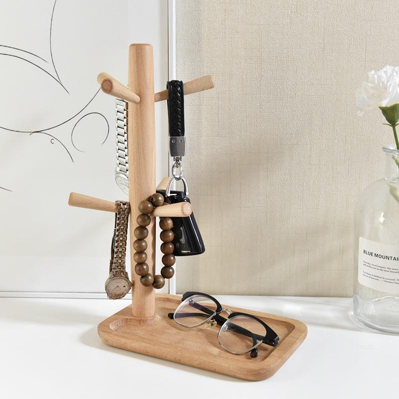 DIY Solid Wood Desktop Storage Rack Foyer Display, Cup Holder Jewelry Glasses Key Holder Closet Organizer