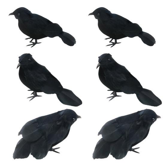 Halloween Black Crow Decoration Realistic Feathered Crow Prop Artificial Fake Raven Birds for Yard Tree Garden Patio Indoor Outdoor