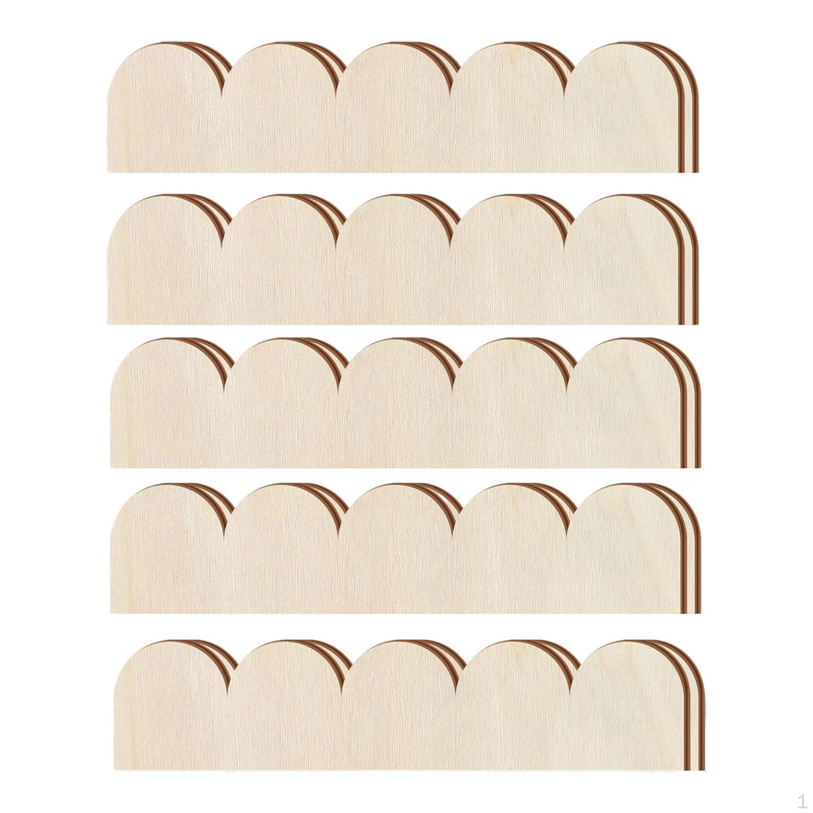 

10 шт. Декоративні дерев яні молдинги у формі віяла, Милі незавершені молдинги для дверей дитячої кімнати 40cmx9cmx0.3cm