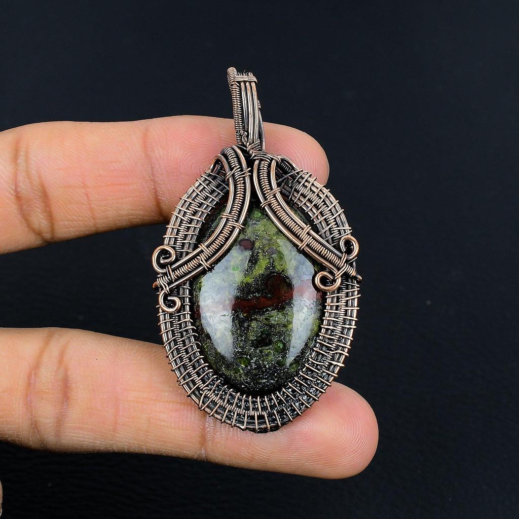 Dragon Blood Jasper 999 Copper Wire Wrapped Pendant, Handmade Gemstone Pendant Jewelry, Gifts For Wife Brand New Pendant