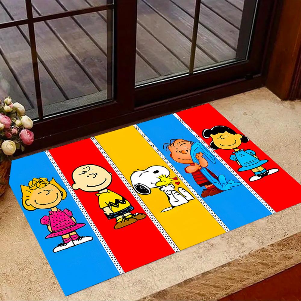 Snoopy's Peanuts Gang Themed Anti-Slip Rugs - Polyester Home Decor, Suitable for Bedrooms, Living Rooms, Doorways, Studios, and Decorations