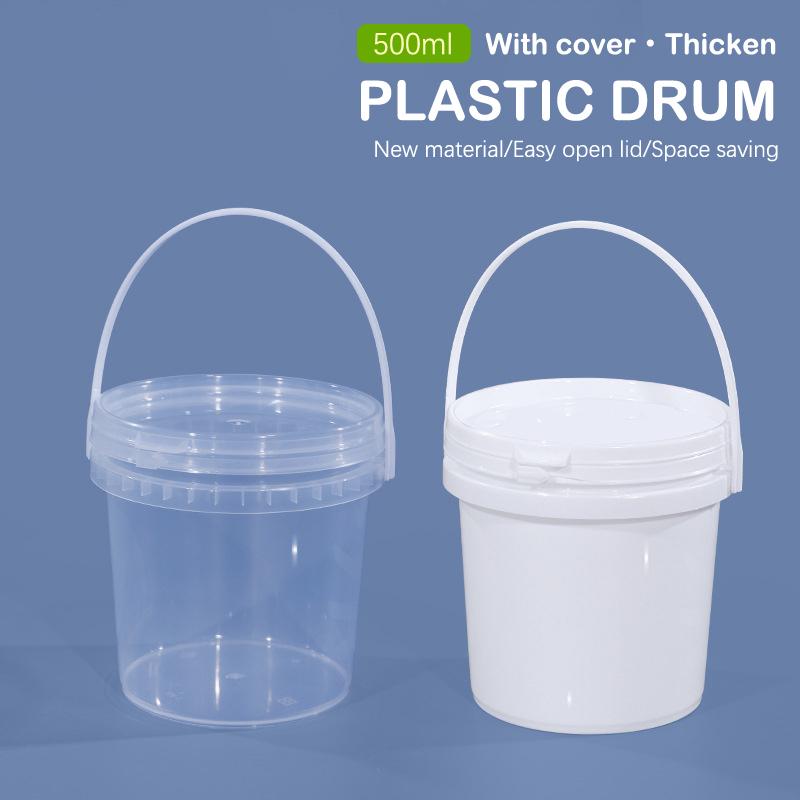 500Ml Food Grade Plastic Thicken Bucket Small Clip Stationery Storage Bucket Milk Tea Pickle Takeaway Bucket With Lid Storage