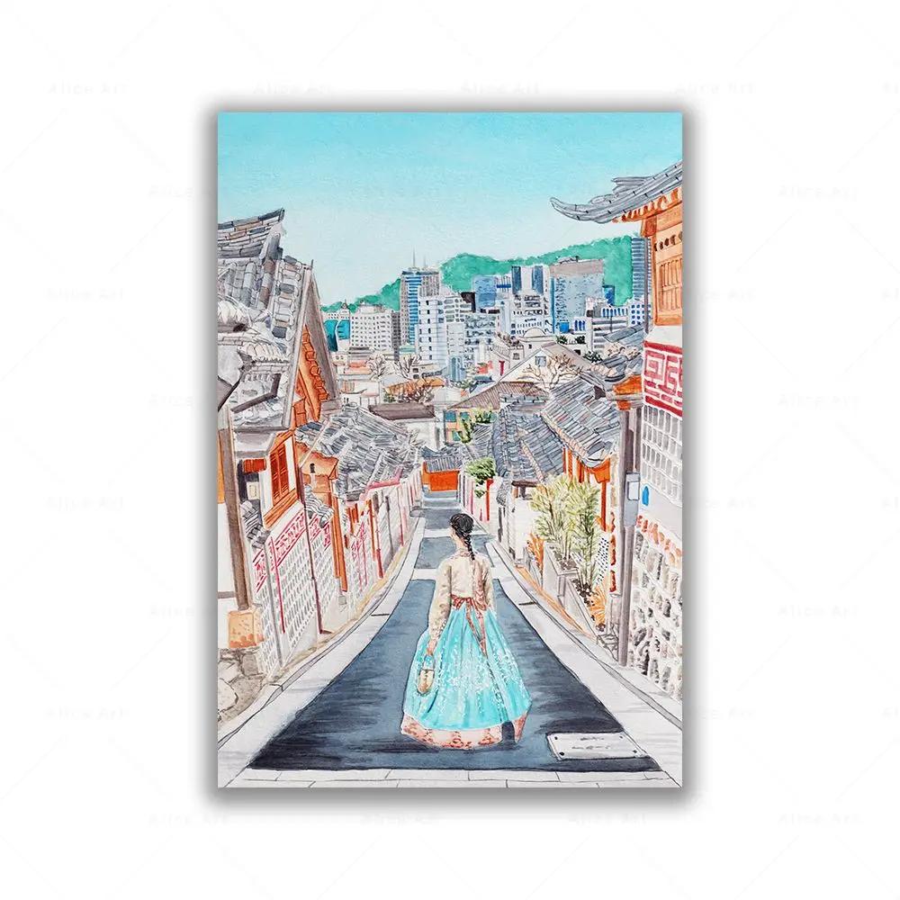 Canvas Paintings Picture South Korea Travel Wall Art Posters and Prints Travel City Decorative Room Home Decor Housewarming Gift
