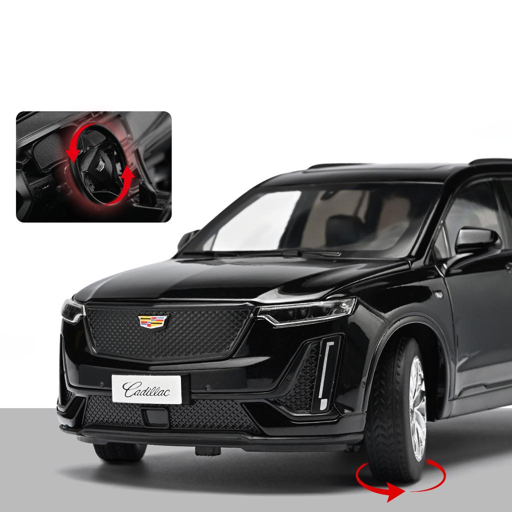 NEW 1:24 Cadillac XT6 SUVAlloy Model Car Toy Diecast Metal Casting Pull Back Sound and Light Car Toys For Collection Vehicle