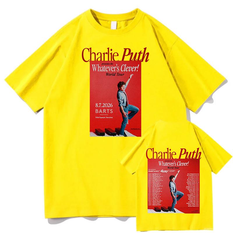 Charlie Puth Beat Yourself Up T-Shirts Fans Lässige Lockere Oberteile Druck Baumwoll-T-Shirts Mode-T-Shirts Geschenk Unisex Herbst Winter Oberteile