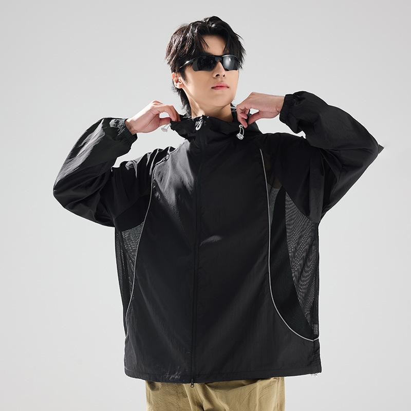 1011 Outdoor Original Yarn Ice Silk Sunscreen Clothing Men's Breathable UV Protection Hooded Light and Thin Sunscreen Summer Jacket
