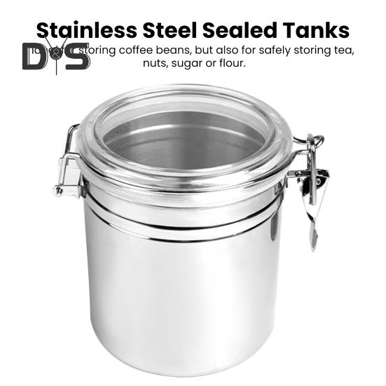 Coffee Bean Canister Airtight Storage Container Rust-Resistant Reusable Airtight Seal Coffee Bean Container Storage Jar with Clear Lid