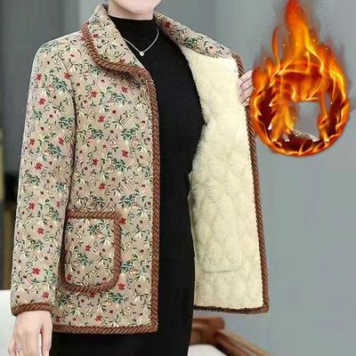 Mittelalte Ältere Mütter Samt Verdicken Oberbekleidung Warme Baumwollgepolsterte Jacke Winter Locker Baumwolle Damenjacke