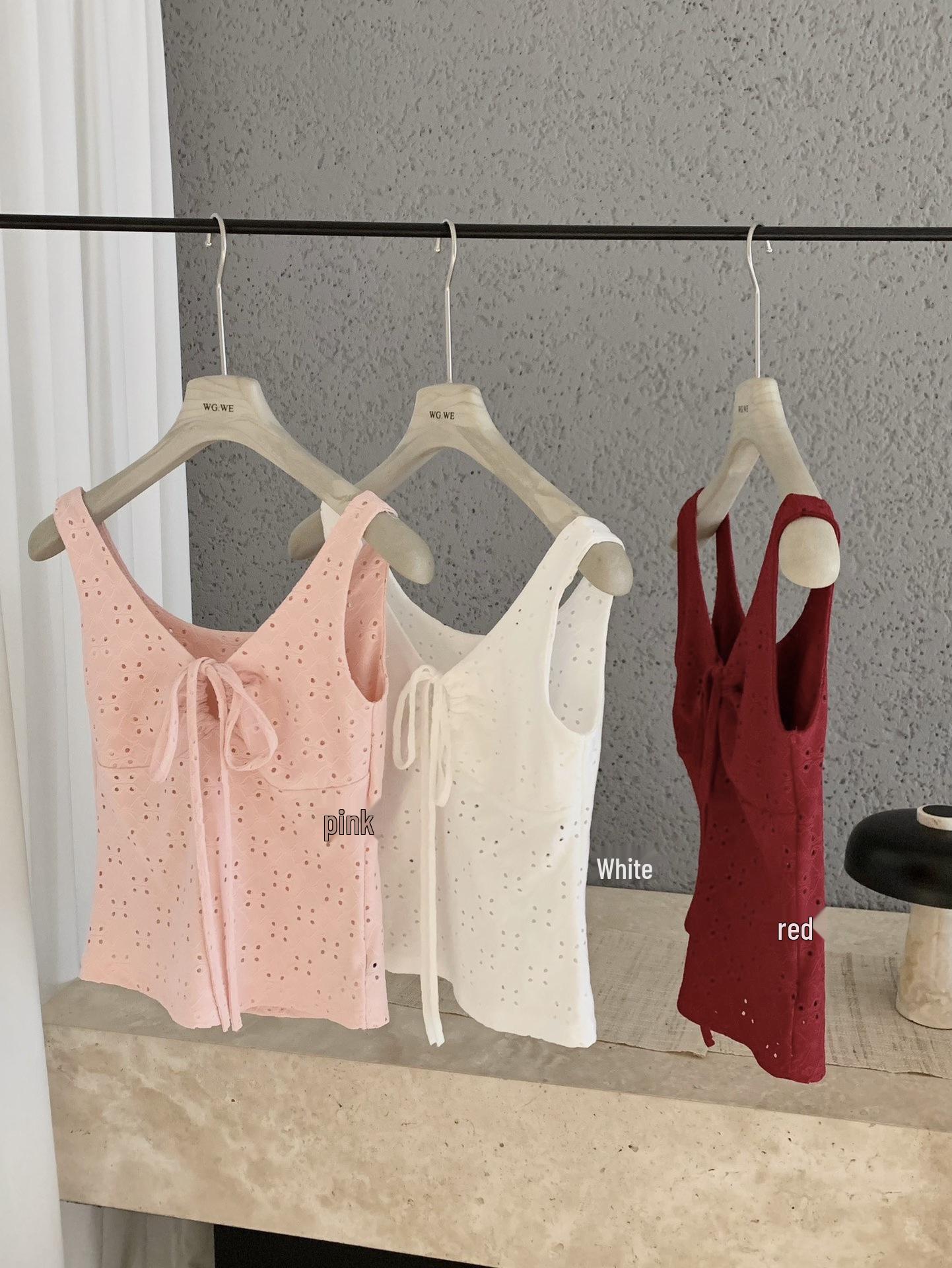 Spring/Summer Women s Strappy Hollow-Out Textured Camisole Top Small