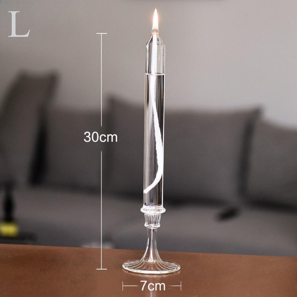 3pcs Transparent Glass Candlestick Lamp Refillable Pillar Candle Oil Lamp Smokeless Creative Romantic Wedding Decoration