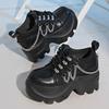 Fashion Gothic Punk Chunky Sneakers for Women Black Chain Decor Platform Sports Shoes Woman Thick Sole Non Slip Punk Sneakers Plus Size