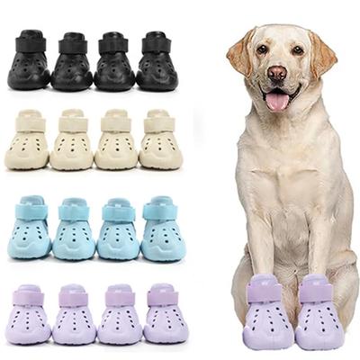 4 Stück/Set Wasserdichte Hundeschuhe Sommer Hundesandalen Rutschfeste EVA Haustier Hundestiefel für Kleine Mittelgroße Große Hunde Zum Spazierengehen Laufen