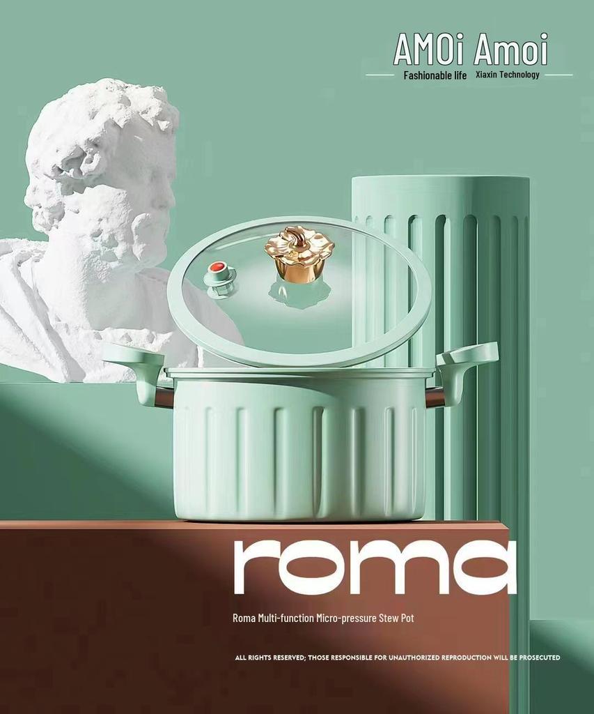 Large Capacity Non-Stick Enamel Soup Pot - Multi-Functional Double-Handled for Low Pressure Cooking