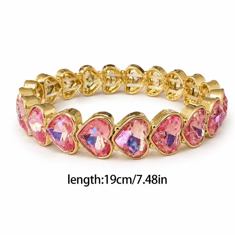 Clasp-Free Stretch Bracelet,Translucent Multicolor Details and Gold-Tone Alloy Wristband for Everyday Outfits and Parties