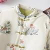 Chinese Style Floral Padded Jacket with Frog Buttons