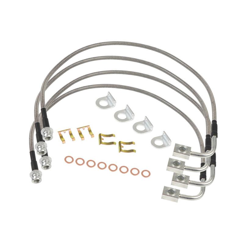 Brake Line Kit Stainless Steel Extended Front 24 Inch Rear 22.5 Inch for Jeep For Wrangler JK 2 Door JKU 4 Door 2007-2018