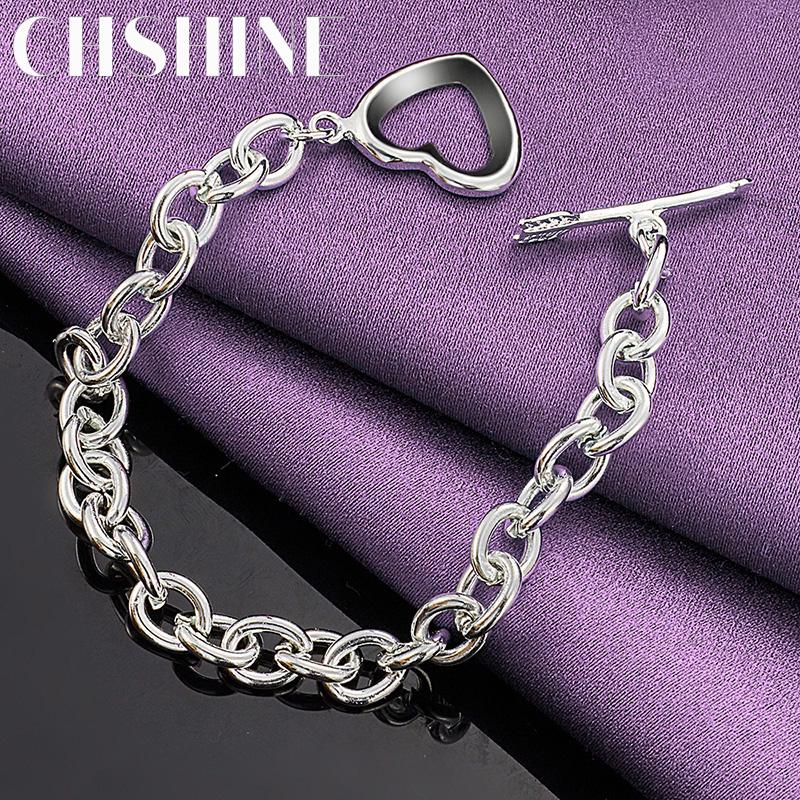 CHSHINE 925 Sterling Silver Charm Heart Bracelet For Women Wedding Party Fashion Fine Jewelry