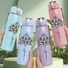 1PC Mandala Lotus Flower Ornament Print 750ml Color Plastic Sports Water Bottle Leakproof Flip Straw Lid Suitable for Sports Office Home Use