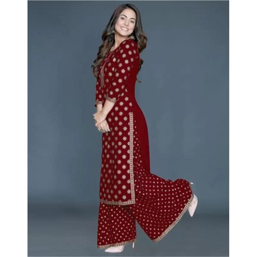 Krásný designový Rayon Kurti Salwar Kameez Set Indian Bollywood Kurta Sharara VF-106a