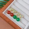 Autumn and winter new simple retro stud earrings S925 silver needle green chalcedony beads light luxury high-end earrings women's